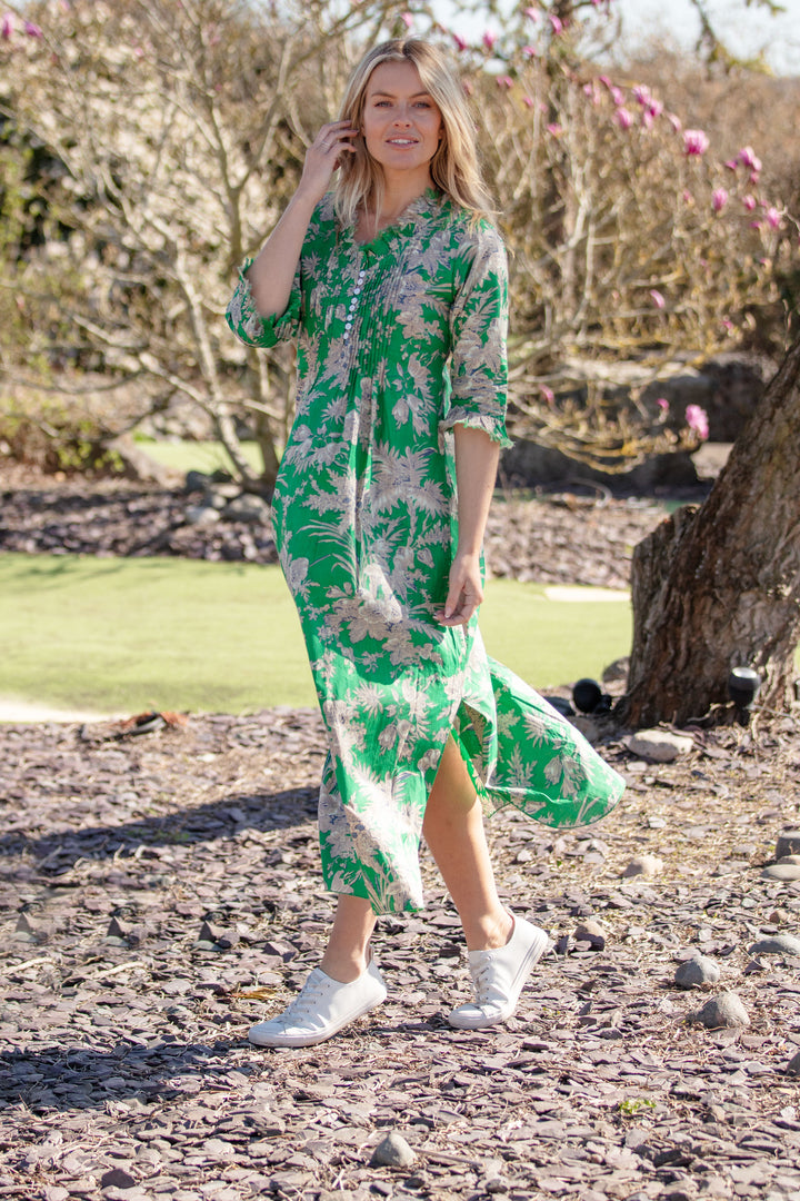 Cotton Annabel Maxi Dress in Grass Green