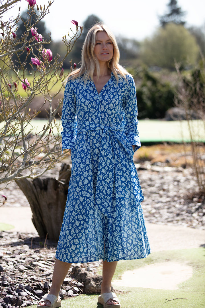 Cotton Marigold Dress in Sea Fern