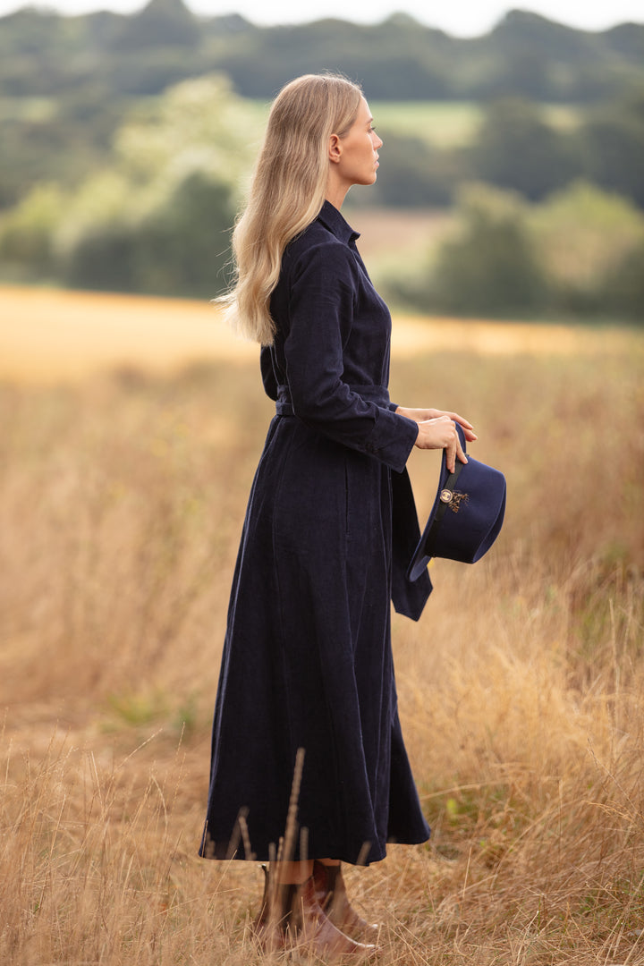 Marigold Corduroy Dress In French Navy