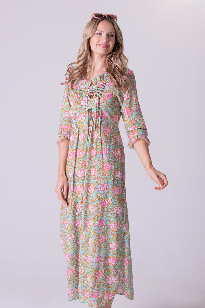 Cotton Annabel Maxi Dress in Mediterranean Floral