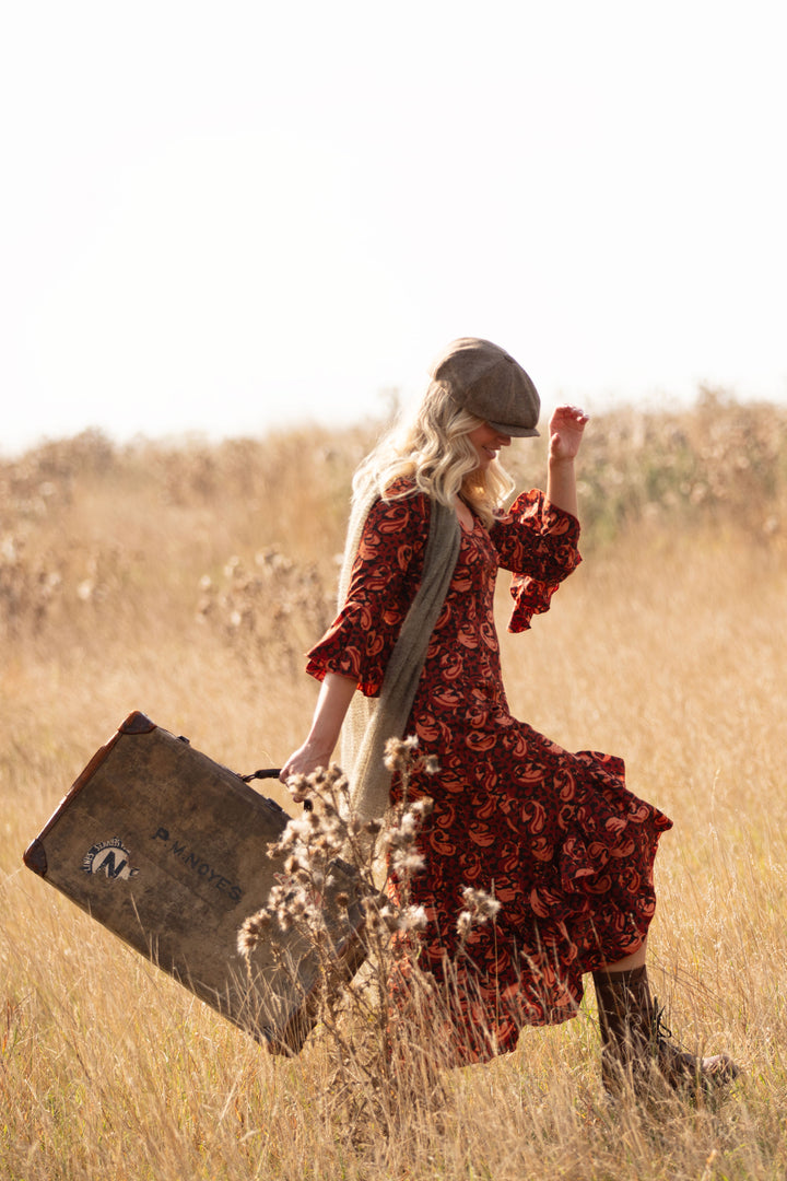 Victoria Midi Dress in Autumn Swirl