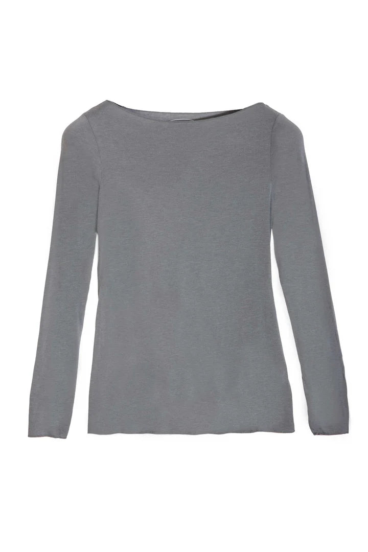 Slash-Neck Base Layer In Grey