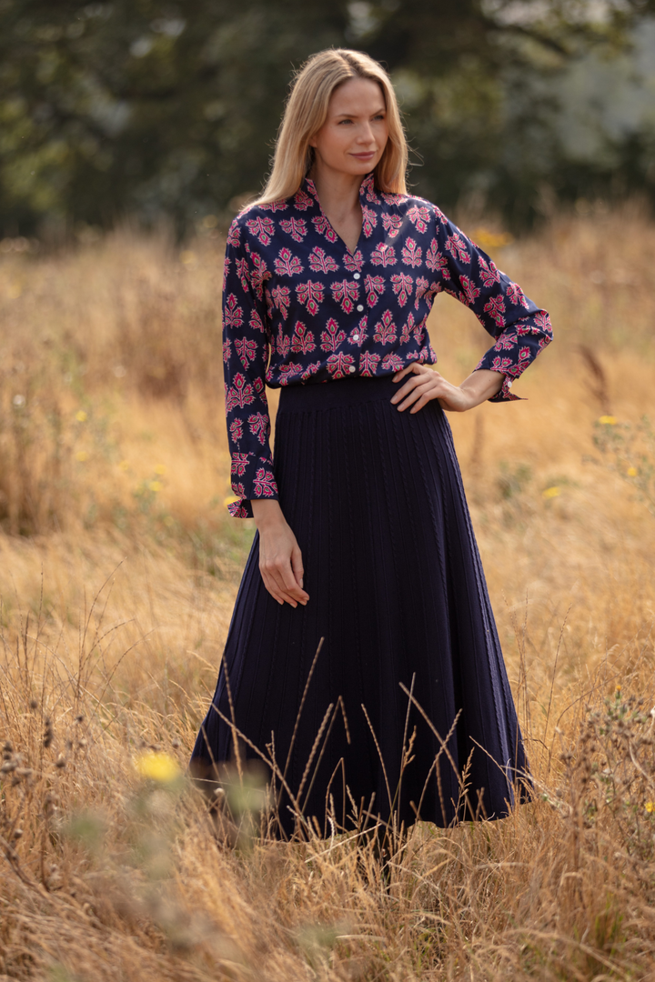 Chelsea Shirt In Navy & Pink Thistle