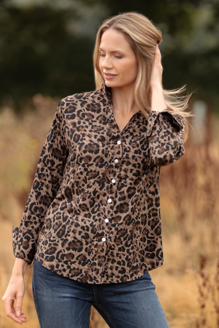 Chelsea Shirt In Brown & Black Leopard