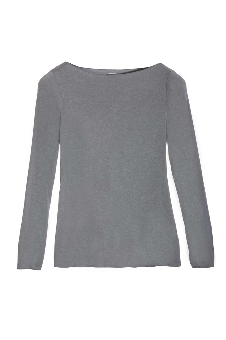 Slash-Neck Base Layer In Grey