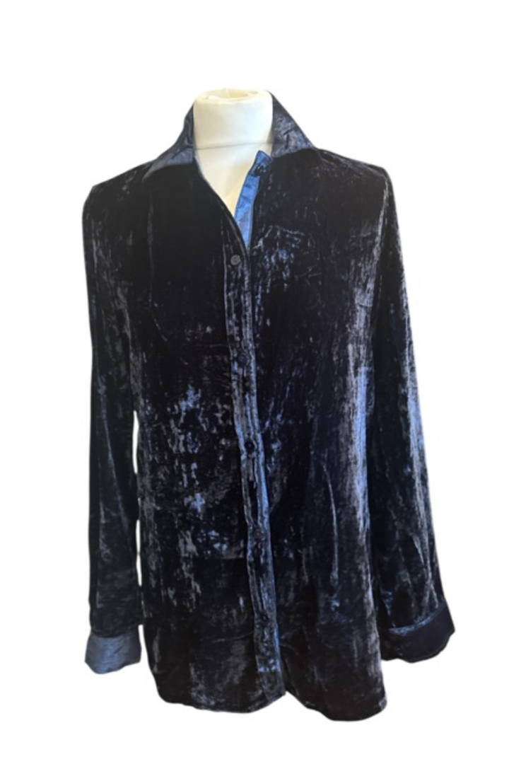 Silk Velvet Karen Shirt In Navy