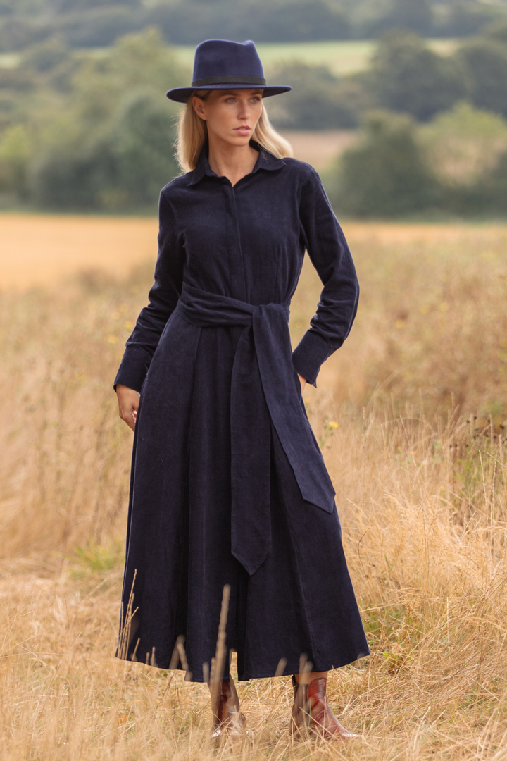 Marigold Corduroy Dress In French Navy