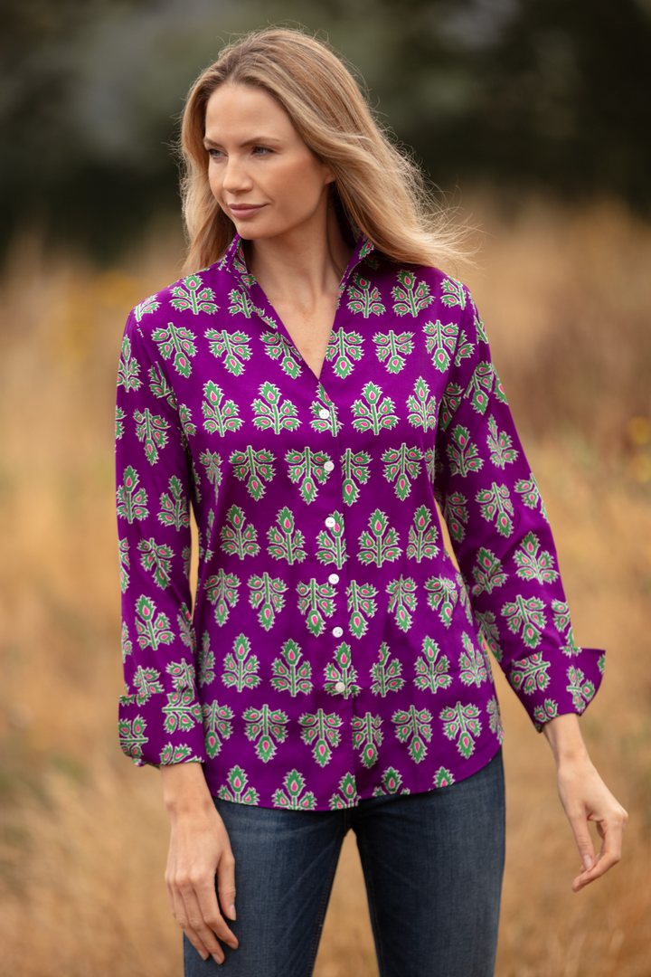 Chelsea Shirt In Violet & Green Thistle