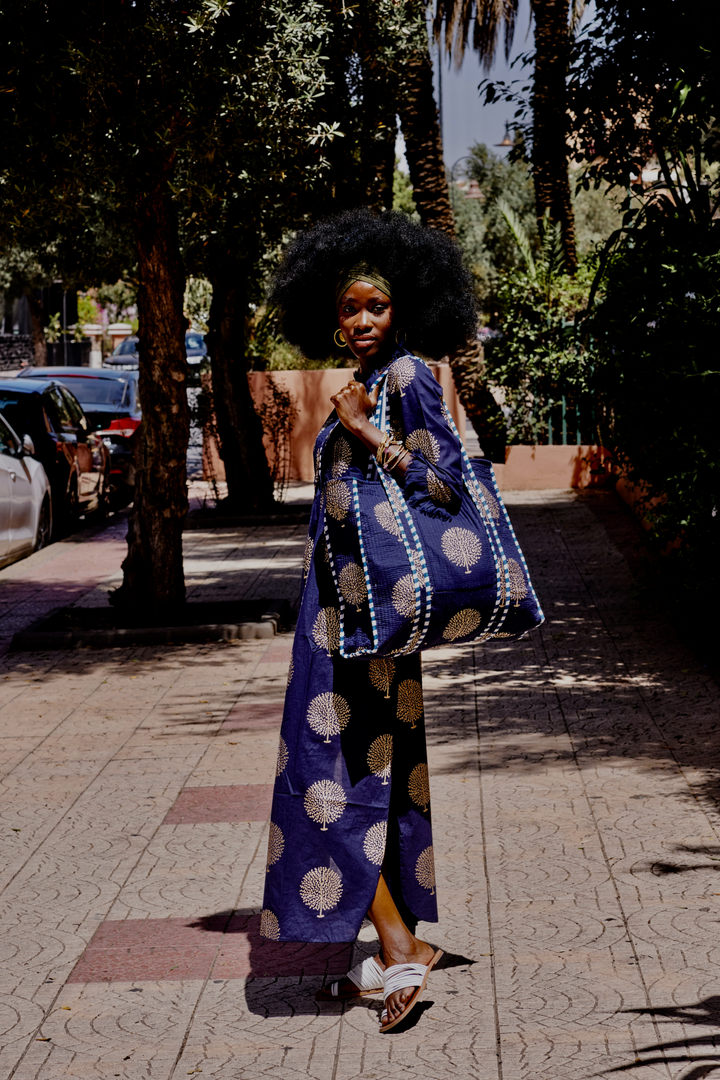 Cotton Annabel Maxi Dress in French Navy
