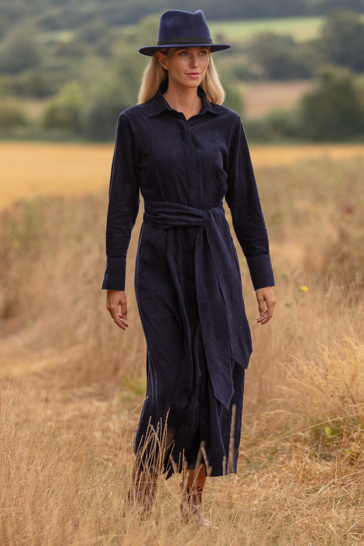 Marigold Corduroy Dress In French Navy