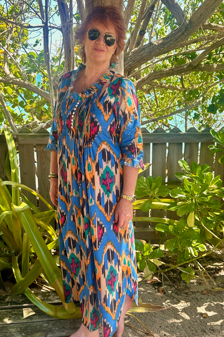 Cotton Annabel Maxi Dress in Azure