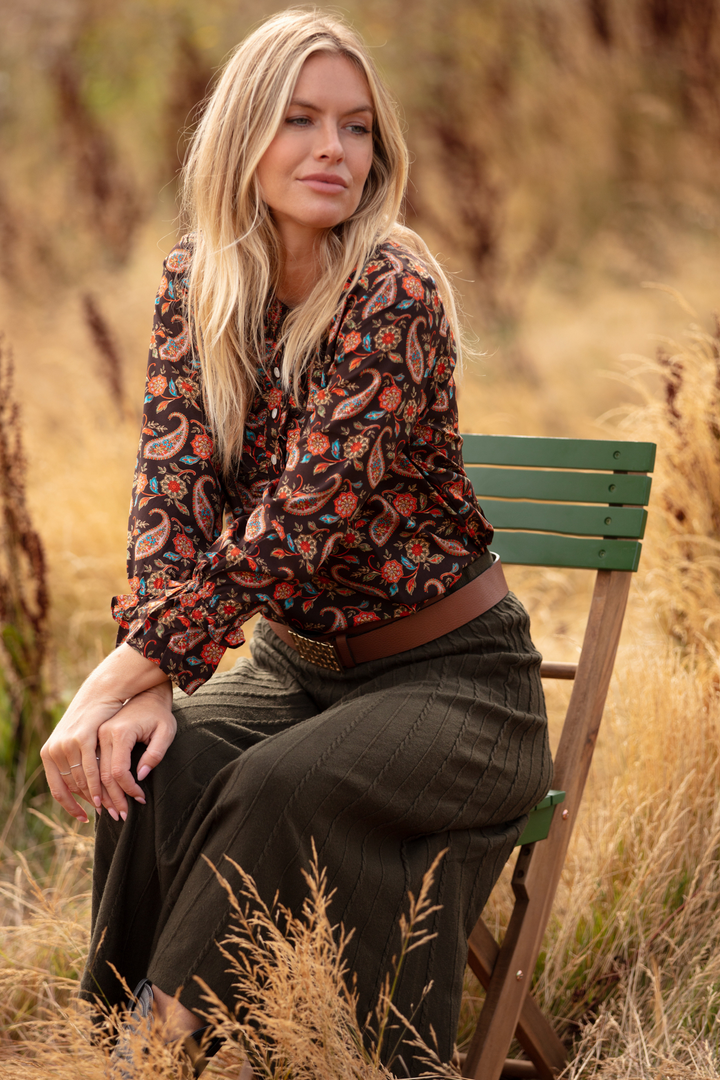 Meg Shirt in Chocolate Paisley