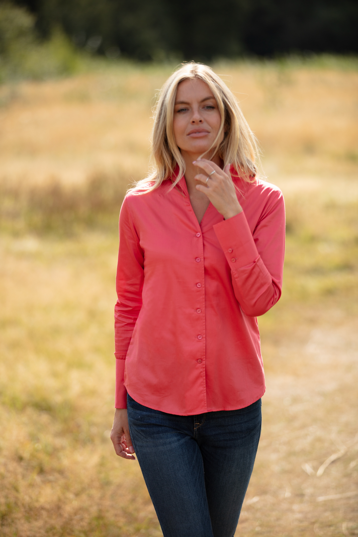 Cotton Chelsea Shirt In Dark Coral