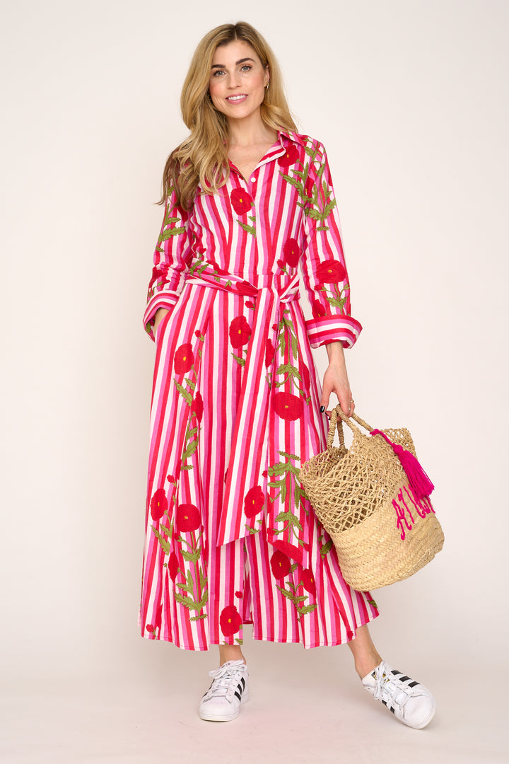 Cotton Marigold Dress in Pink & Red