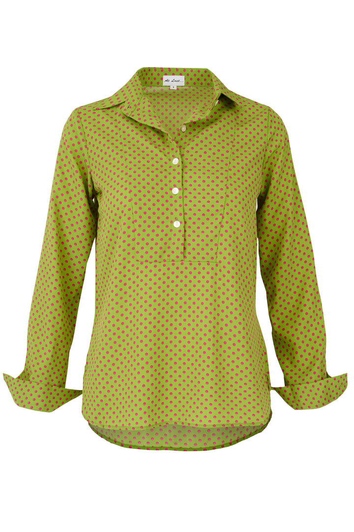 Soho Shirt in Green with Hot Pink Spot