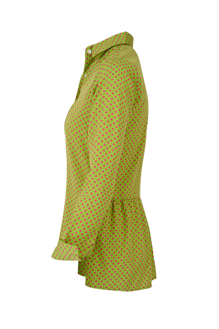 Soho Shirt in Green with Hot Pink Spot