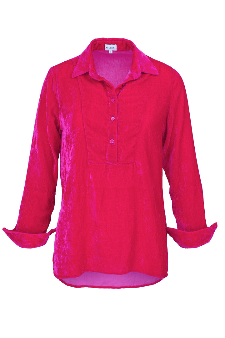 Silk Velvet Shirt In Hot Pink