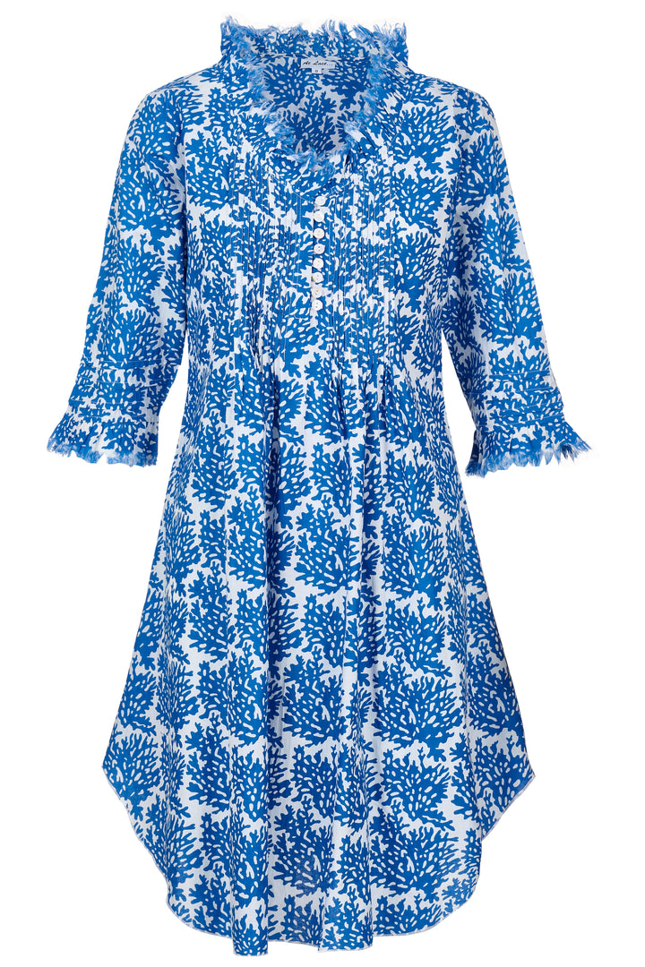 Annabel Cotton Tunic in White with Blue Reef