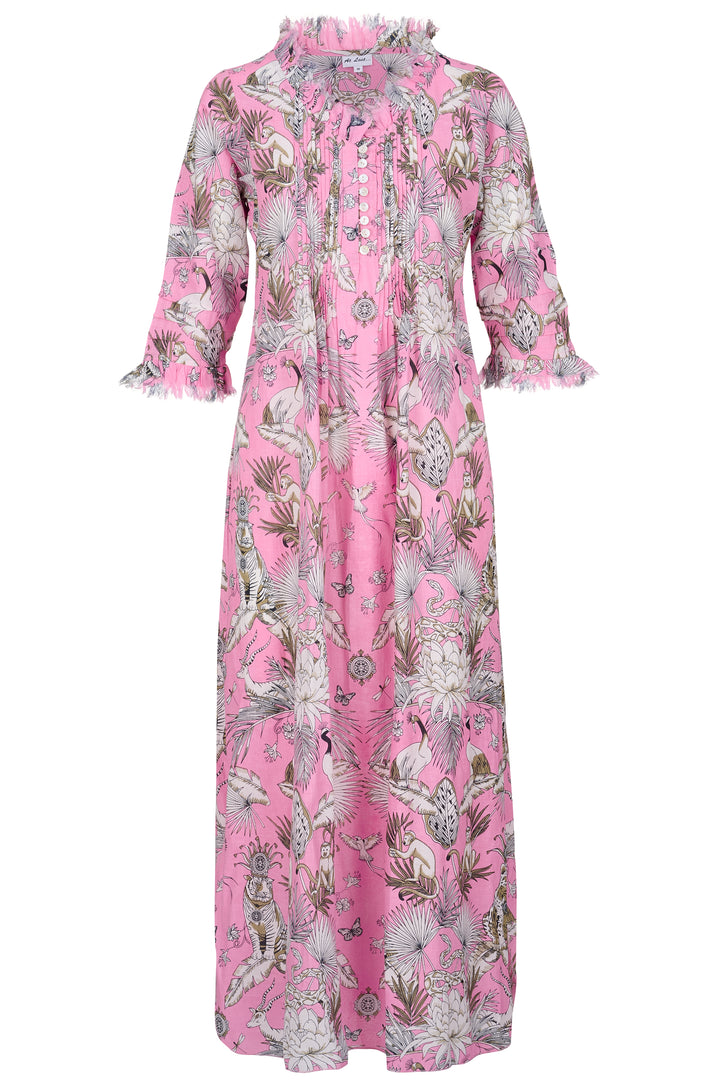 Cotton Annabel Maxi Dress in Pink Tropical