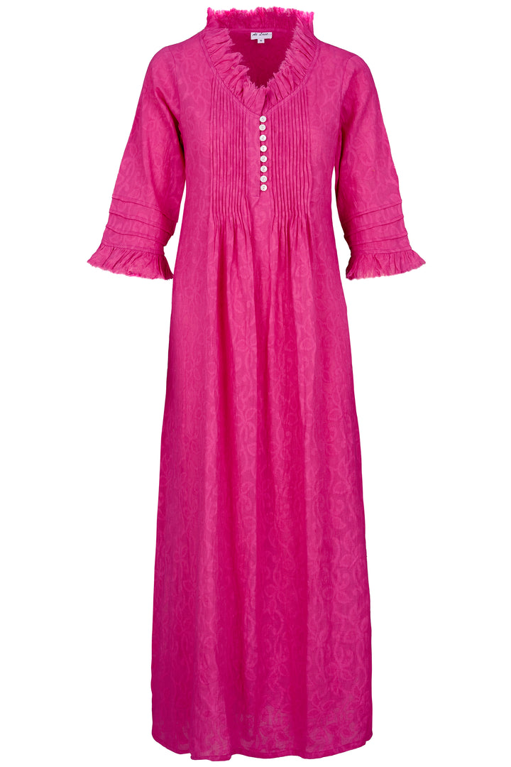 Cotton Annabel Maxi Dress in Hand Woven Hot Pink