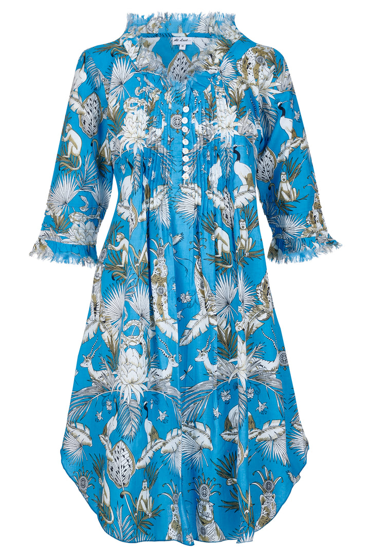 Annabel Cotton Tunic in Sky Blue Tropical