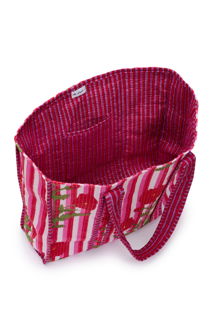 Large Cotton Tote Bag In Red Marigold
