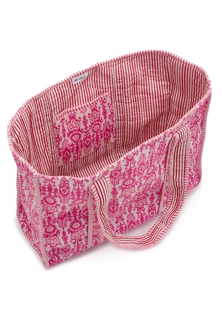Cotton Tote Bag In Hot Pink Fountain