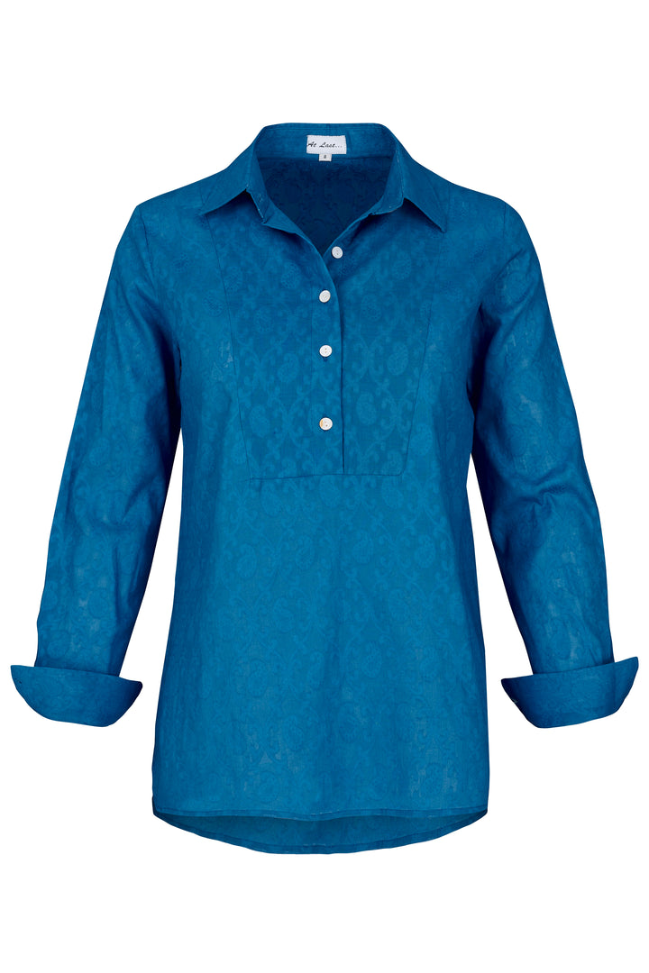 Cotton Mayfair Shirt in Hand Woven Blue