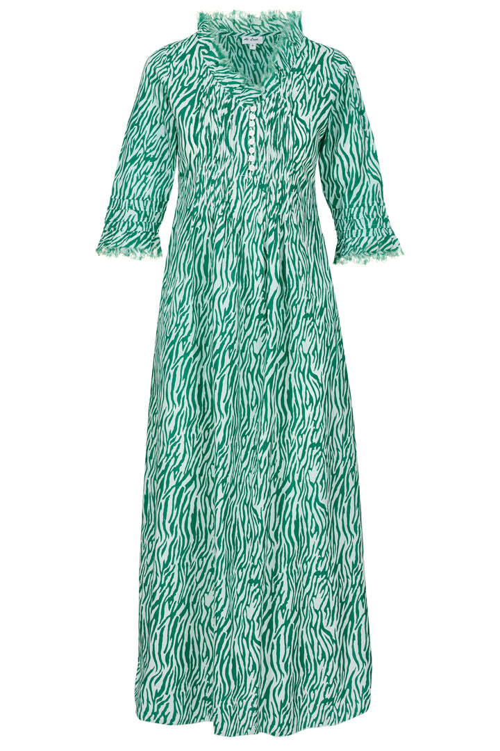 Cotton Annabel Maxi Dress in Sea Green Reeds