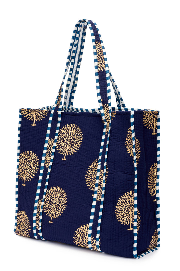 Cotton Tote Bag In French Navy