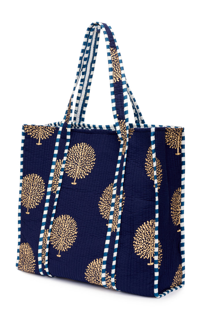 Large Cotton Tote Bag In French Navy