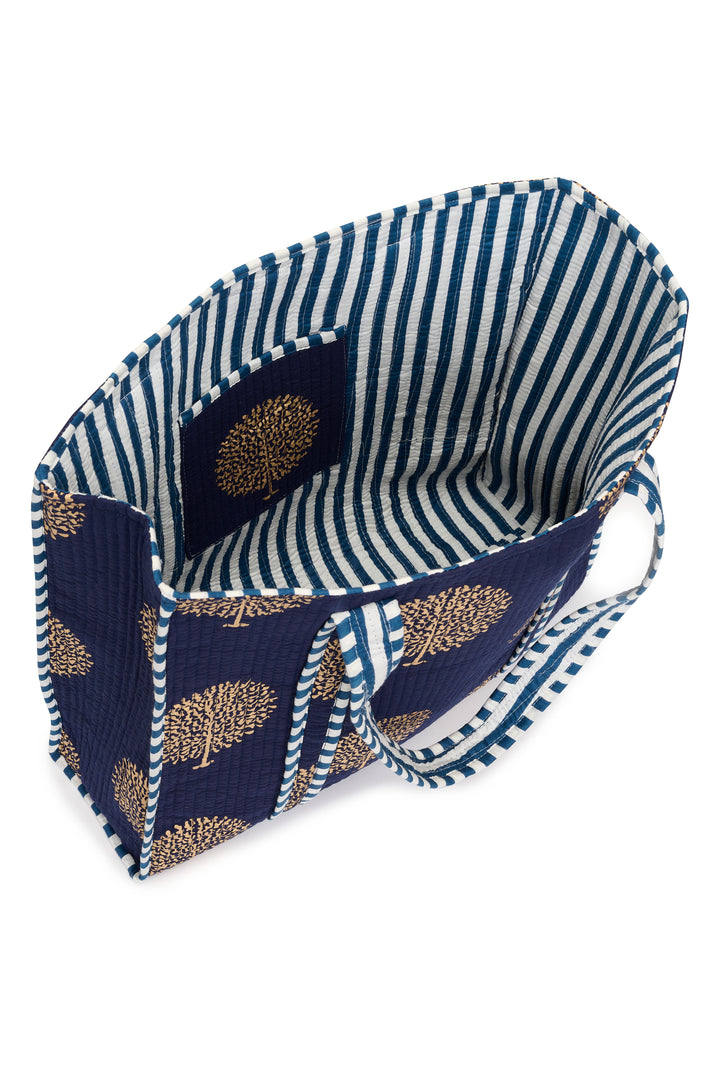 Large Cotton Tote Bag In French Navy