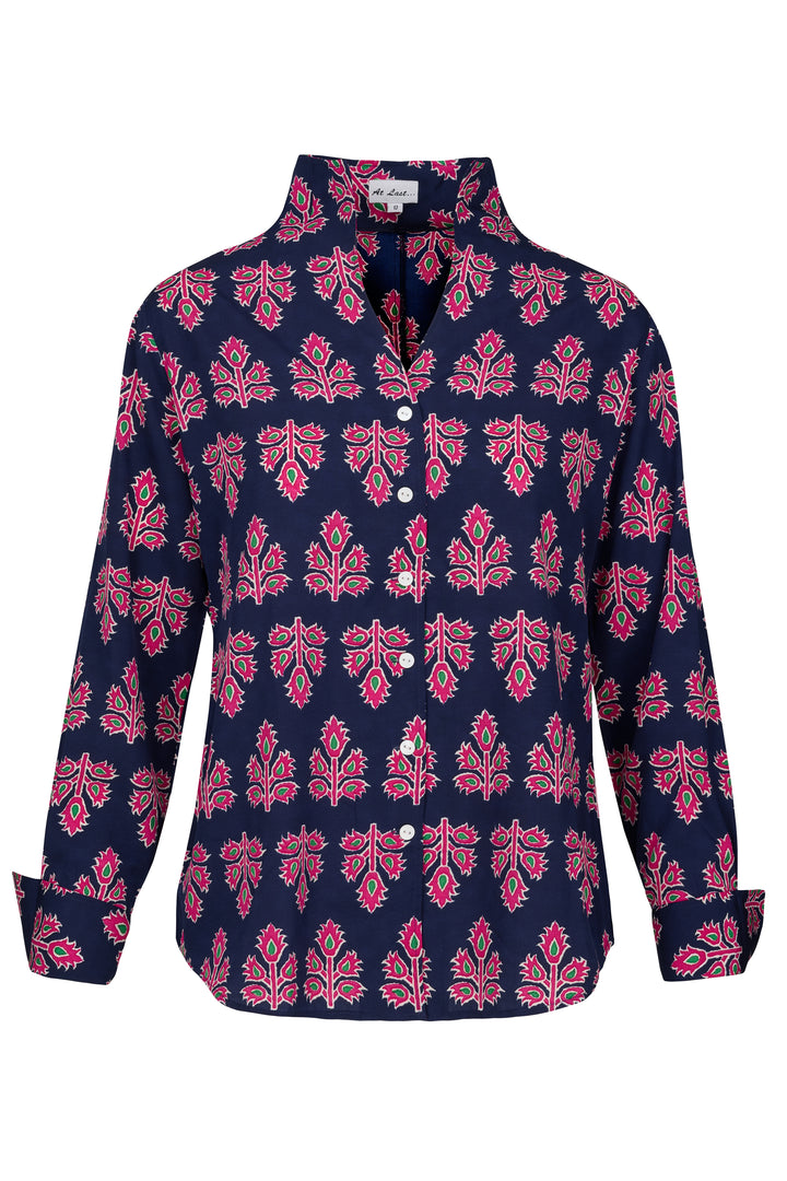Chelsea Shirt In Navy & Pink Thistle