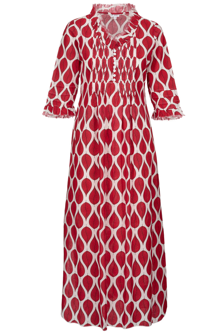 Cotton Annabel Maxi Dress in Red Leaf