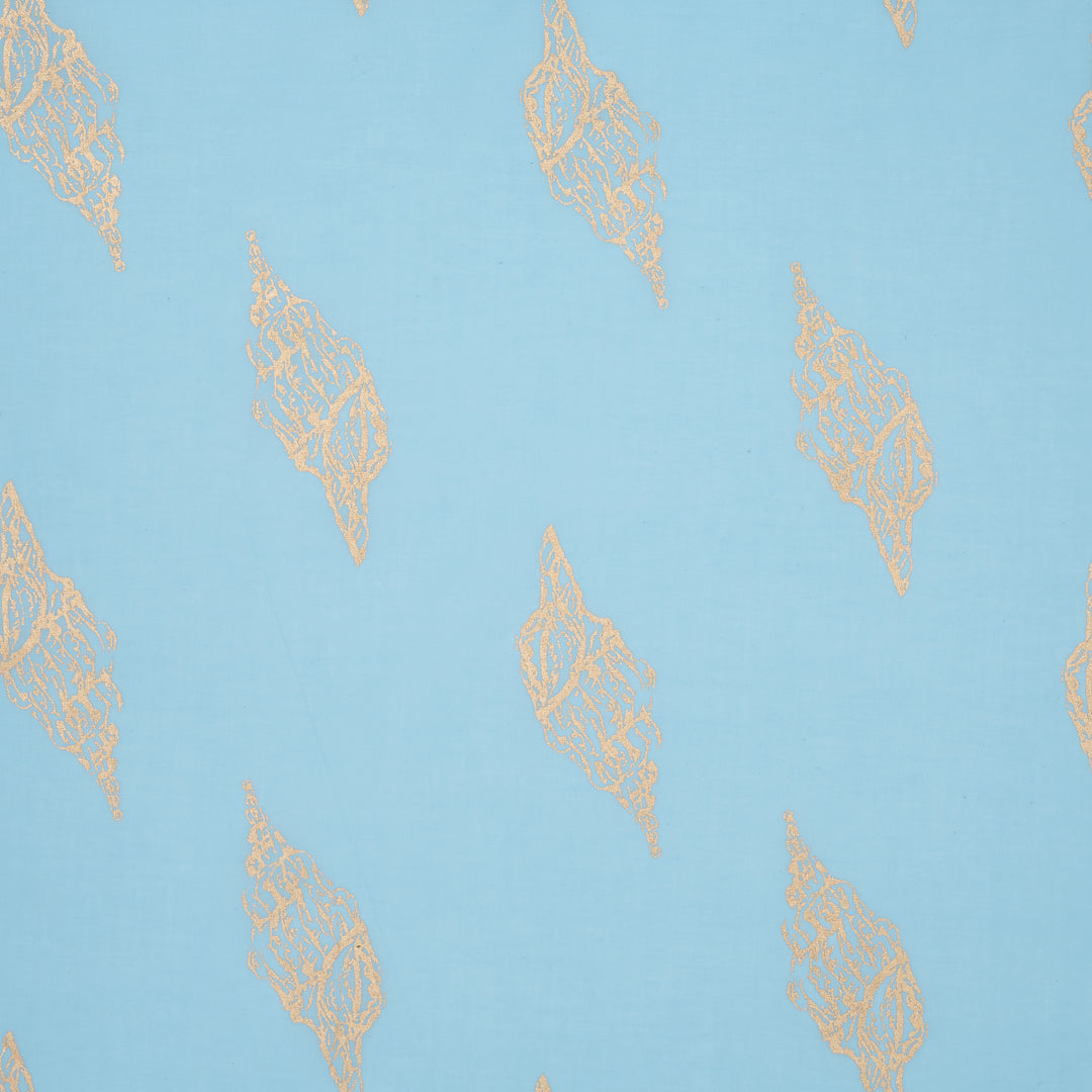 Cotton Sarong in Baby Blue with Gold Shells
