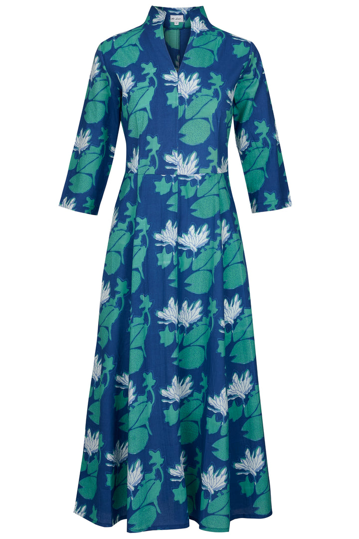 Cotton Chelsea Midi Dress in Lily Pad