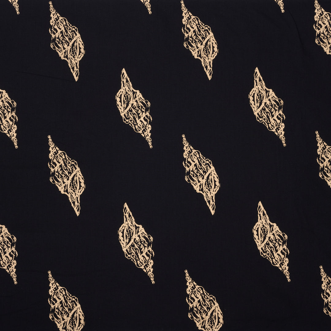 Cotton Sarong in Black with Gold Shells