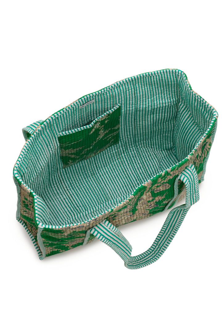 Large Cotton Tote Bag In Grass Green