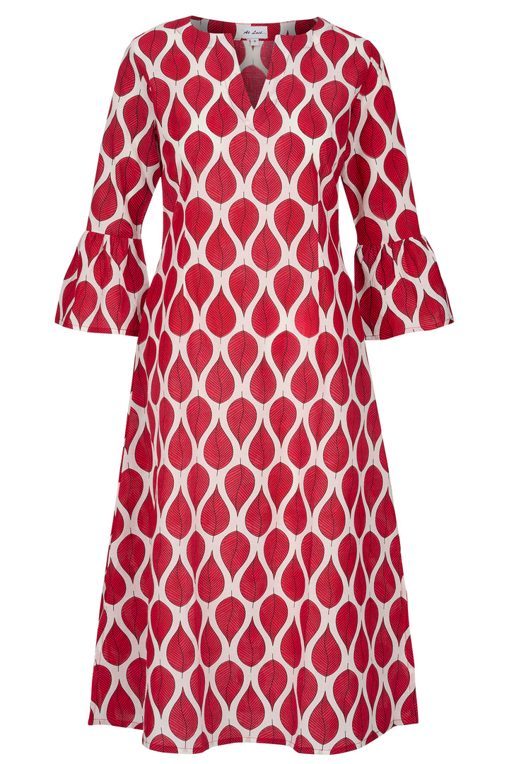 Cotton Belle Kaftan Dress in Red Leaf
