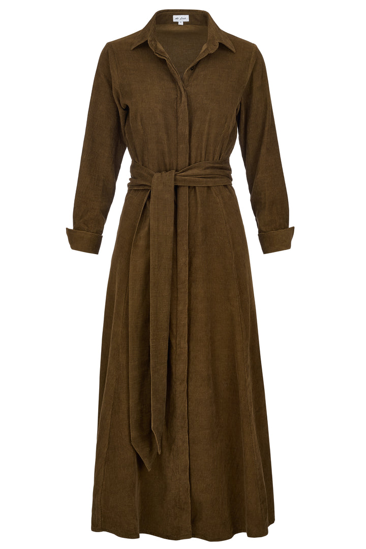 **COMING SOON - AVAILABLE TO PRE-ORDER** Mia Corduroy Midi Dress In Olive