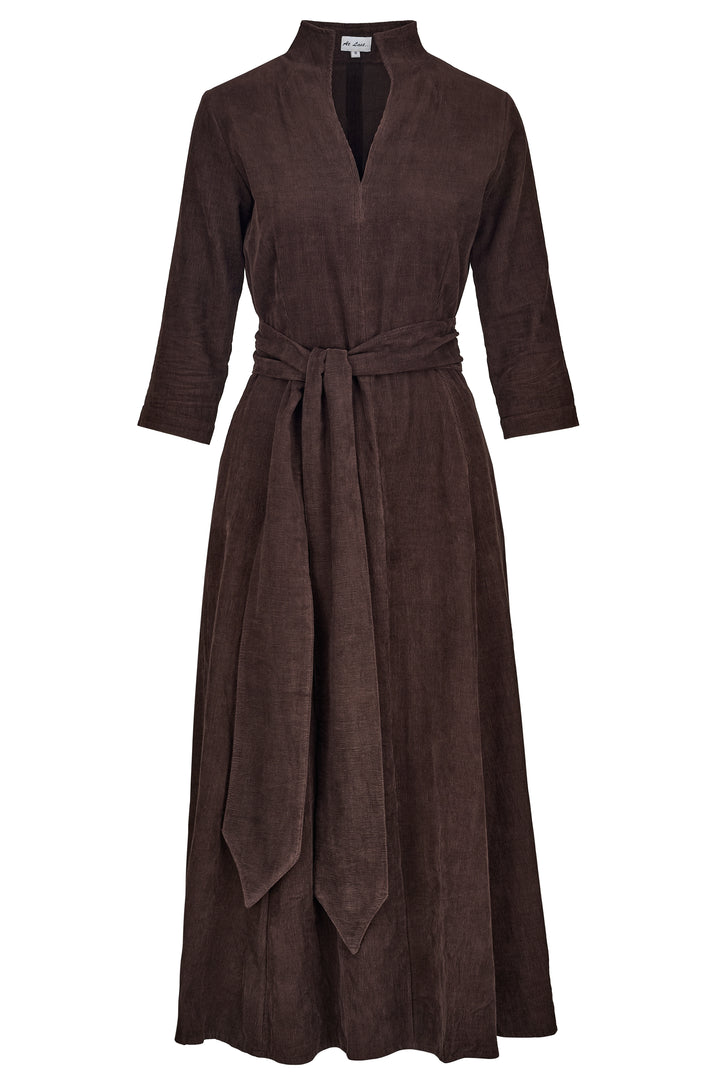 **COMING SOON - AVAILABLE TO PRE-ORDER** Chelsea Corduroy Midi Dress in Chocolate