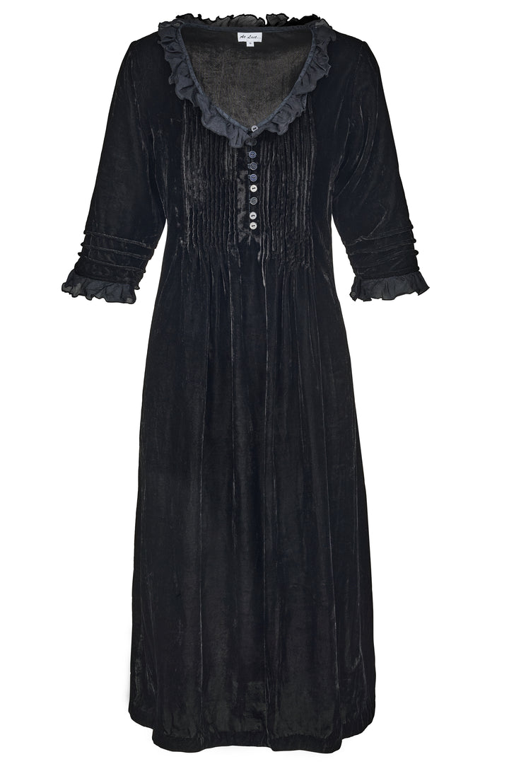 **COMING SOON - AVAILABLE TO PRE-ORDER** Silk Velvet Karen Dress in Black
