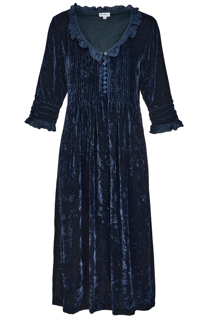**COMING SOON - AVAILABLE TO PRE-ORDER** Silk Velvet Karen Dress in Navy