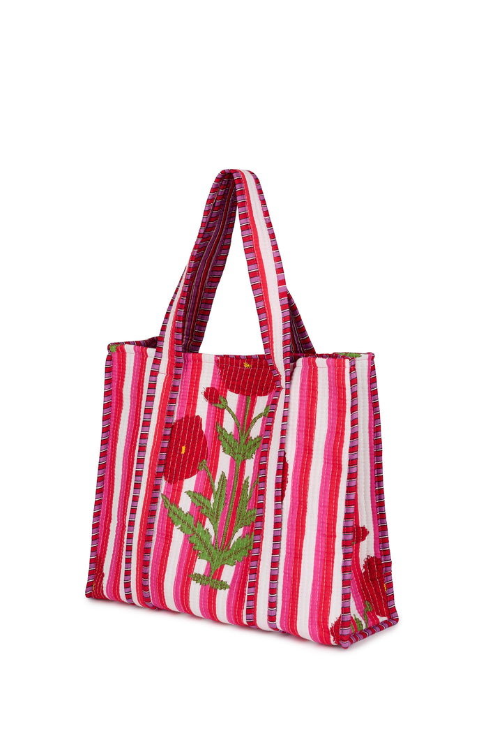 Medium Cotton Tote Bag In Red Marigold