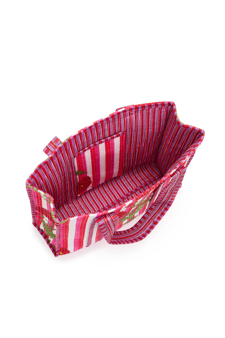 Medium Cotton Tote Bag In Red Marigold