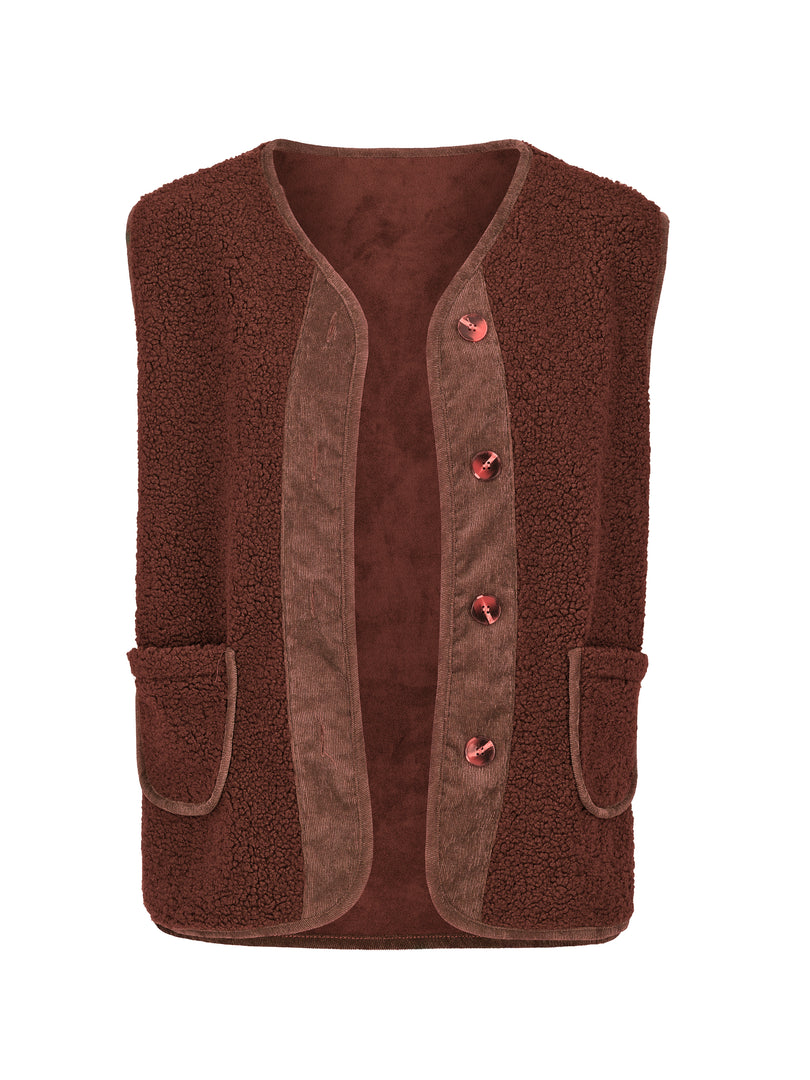 Fleece Gilet In Brown