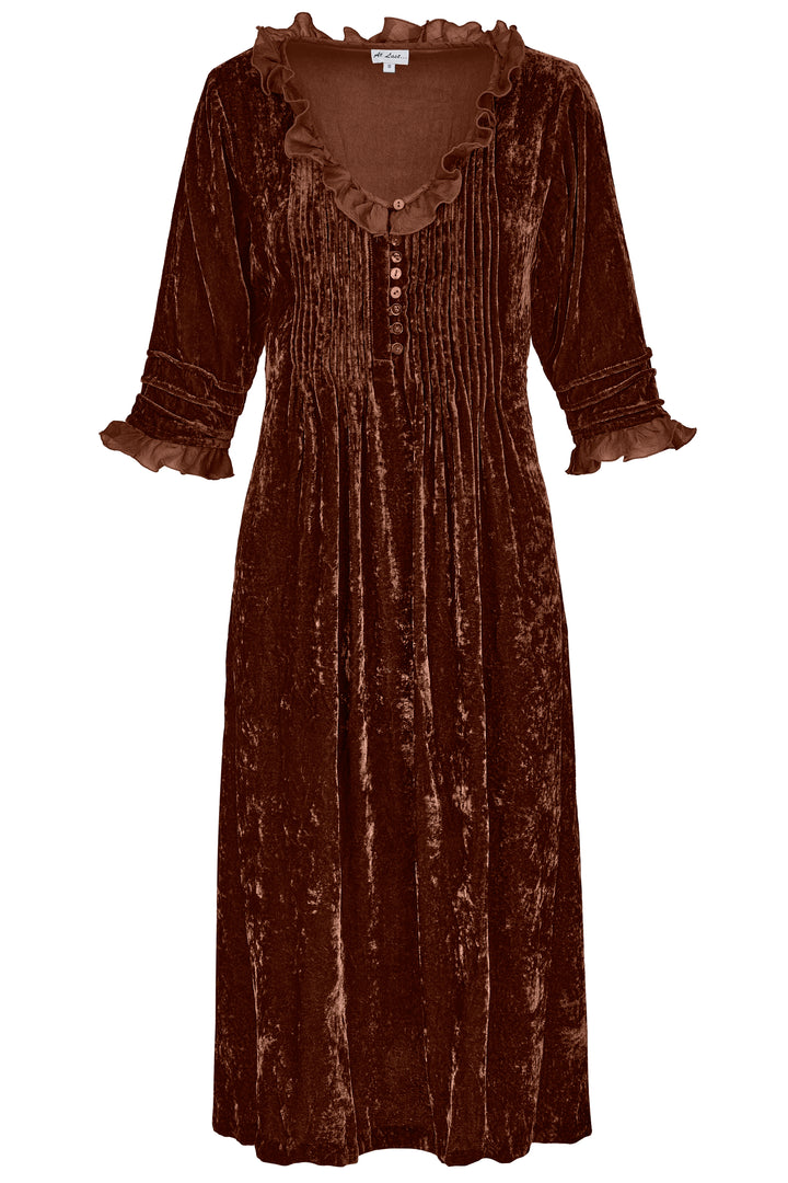 Silk Velvet Karen Dress in Chocolate