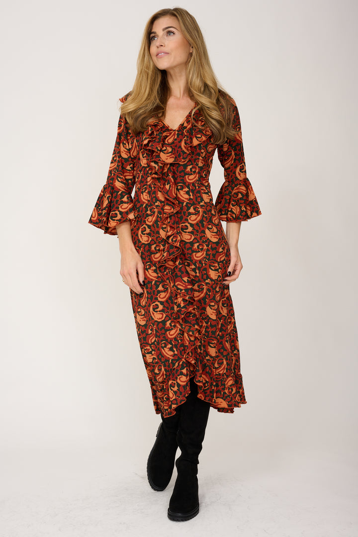Felicity Midi Dress in Autumn Swirl
