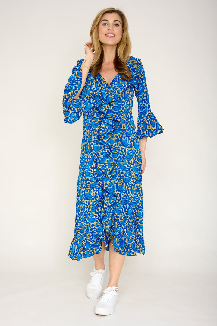 Felicity Midi Dress Royal Blue Swirl