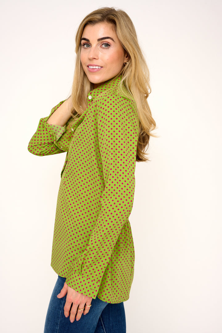 Soho Shirt in Green with Hot Pink Spot